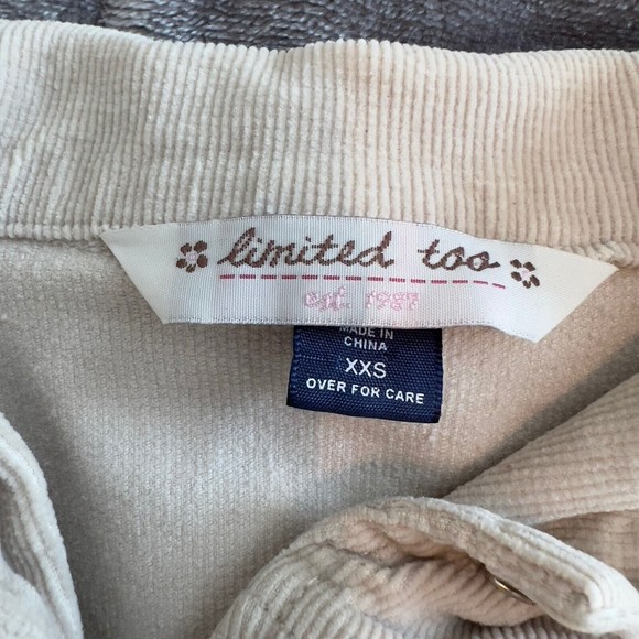 Limited Too Girls XXS Tan Beige Corduroy Button Front Jacket Missing Button - Picture 8 of 10